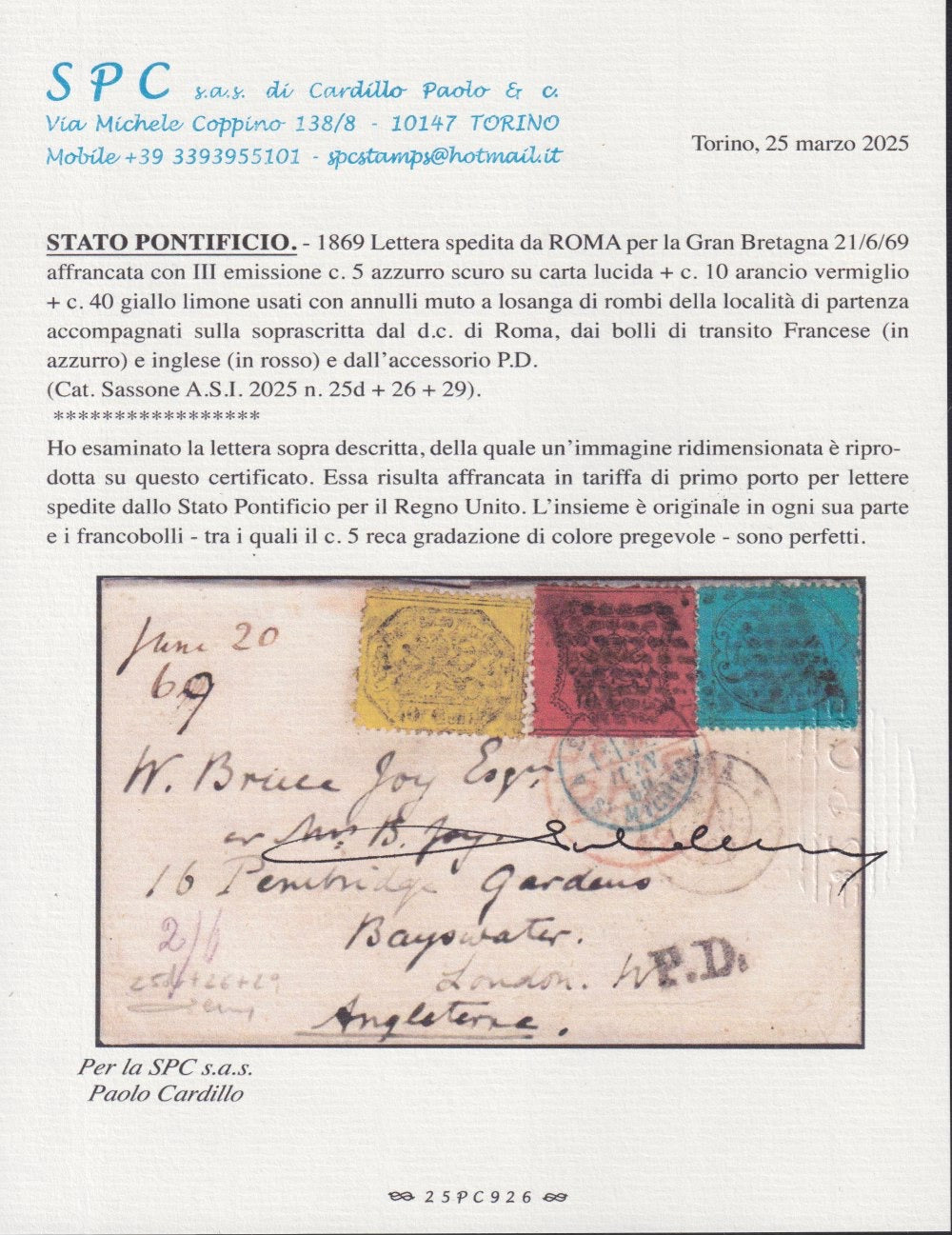 1859 - 1 brown olive grain II table paper of Naples new with original gum (4b) 