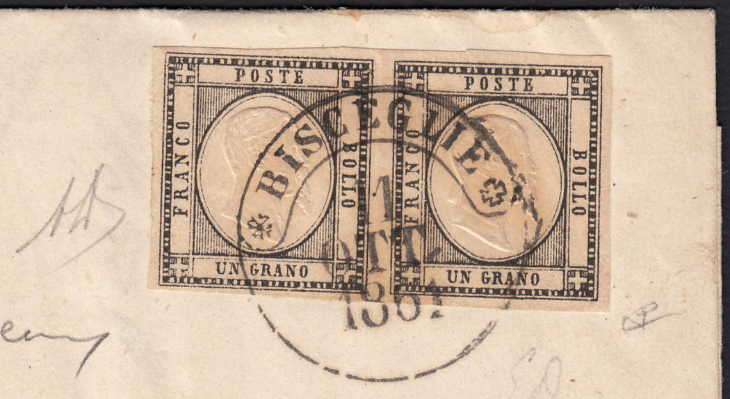 1861 - 1 black grain, copy with triple effigy, new with original rubber (19 AD). Cardillo certificate.