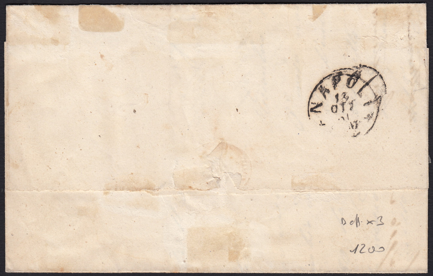 BO255_11 - 1861 - Lettera spedita da Bisceglie per Napoli 11/10/61 affrancata con 1 grano nero coppia orizzontale, entrambi con doppia effigie (19)