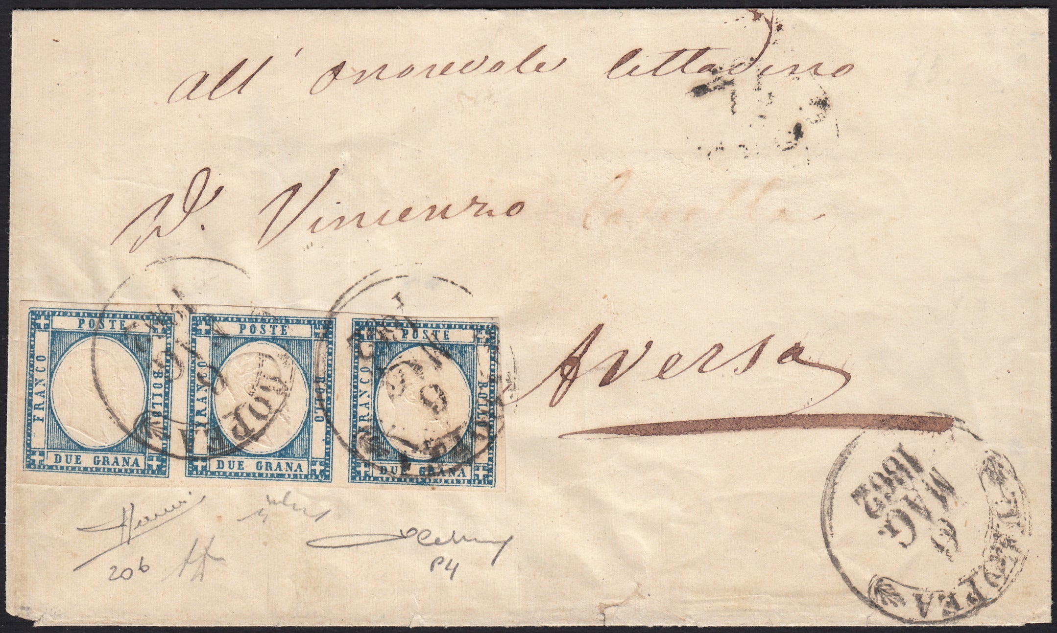 1861 - 1 black grain, copy with triple effigy, new with original rubber (19 AD). Cardillo certificate.