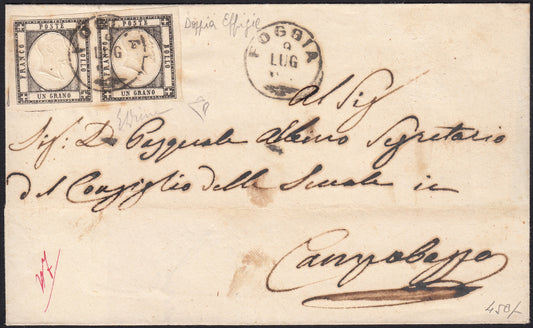 1861 - 1 black grain, copy with triple effigy, new with original rubber (19 AD). Cardillo certificate.