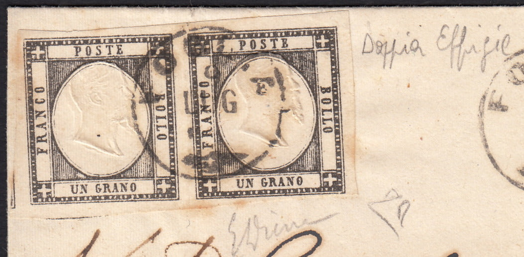 1861 - 1 black grain, copy with triple effigy, new with original rubber (19 AD). Cardillo certificate.