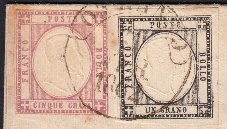 1861 - 1 black grain, copy with triple effigy, new with original rubber (19 AD). Cardillo certificate.