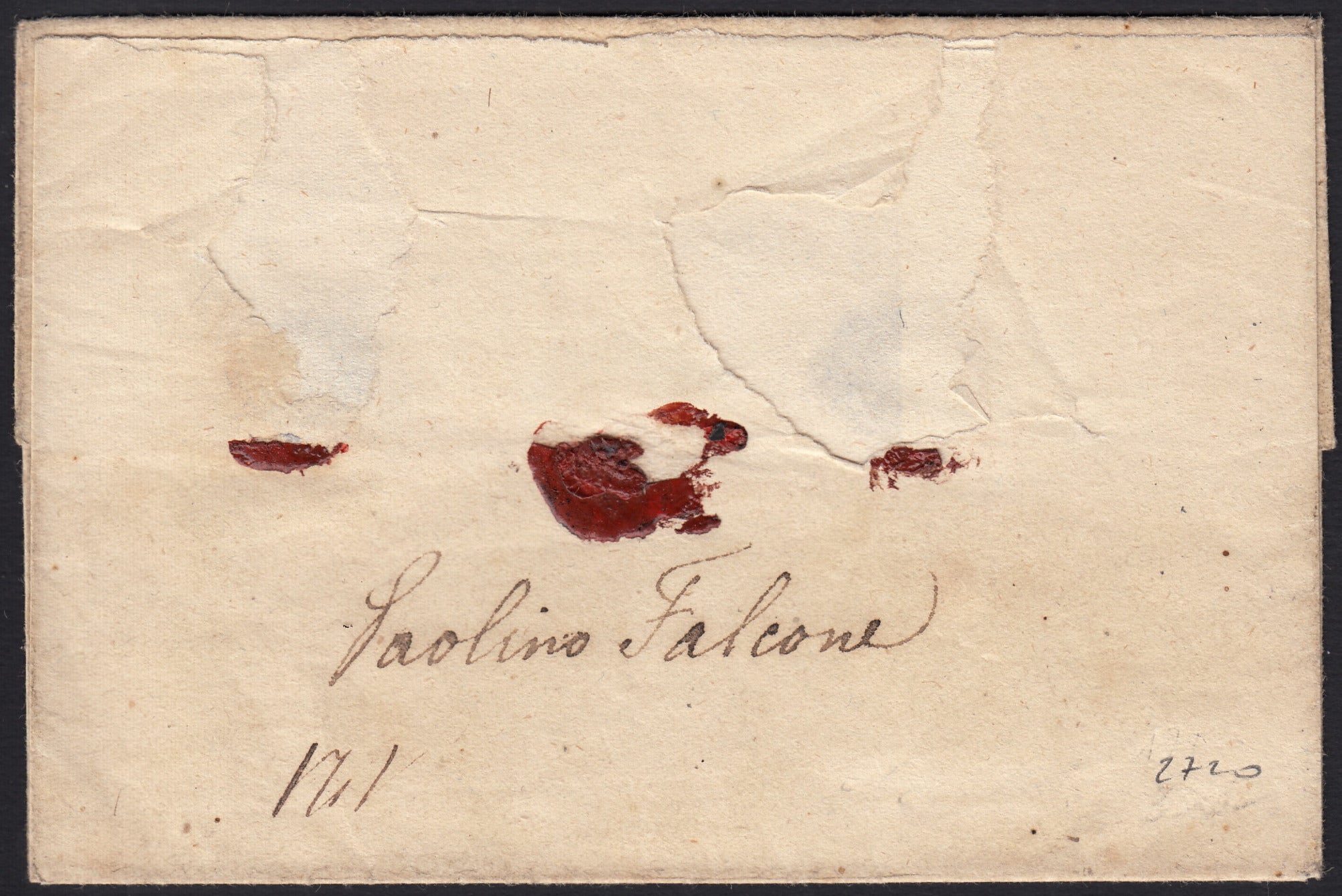 BO255_19 - 1861 - Lettera assicurata spedita da Mesagne per Napoli 2/10/61 affrancata con gr. 2 azzurro + gr. 10 bistro (20b + 22c)