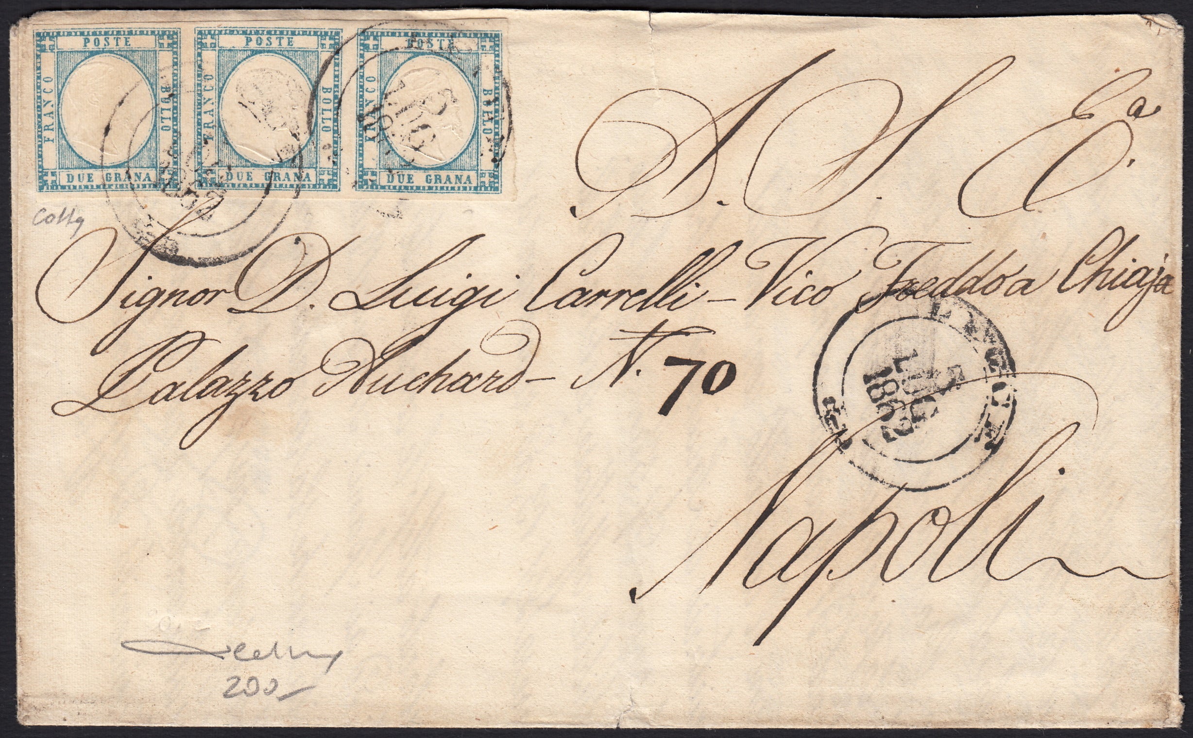 1861 - 1 black grain, copy with triple effigy, new with original rubber (19 AD). Cardillo certificate.