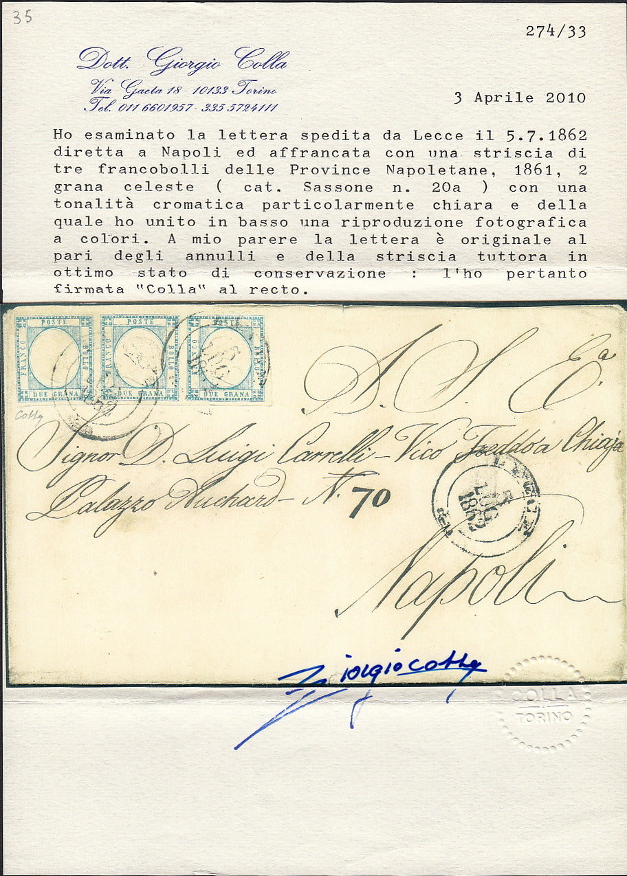 1861 - 1 black grain, copy with triple effigy, new with original rubber (19 AD). Cardillo certificate.