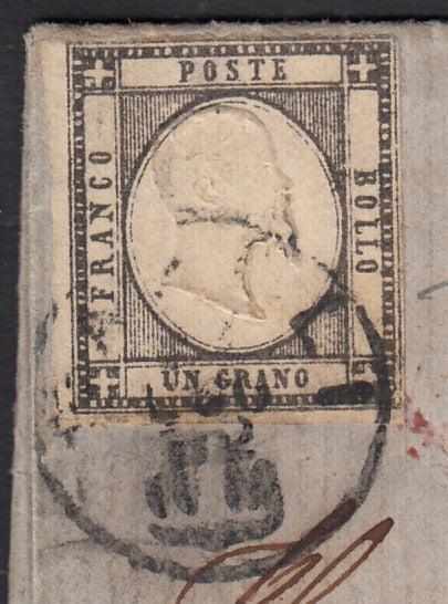 1861 - 1 black grain, copy with triple effigy, new with original rubber (19 AD). Cardillo certificate.