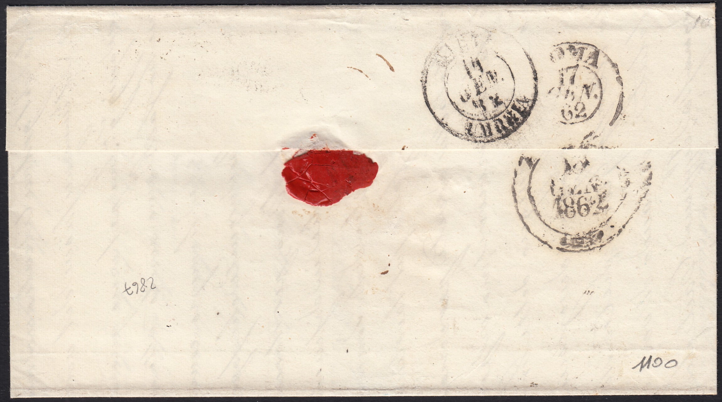 BO255_7 - 1862- Lettera spedita da Penne per Roma 11/1/62 affrancata con 5 grana rosa (21e)