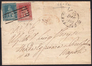 PPP449 - 1851 Leone di Marzocco, 2 light blue crazie on gray paper and crown watermark, used (5d)