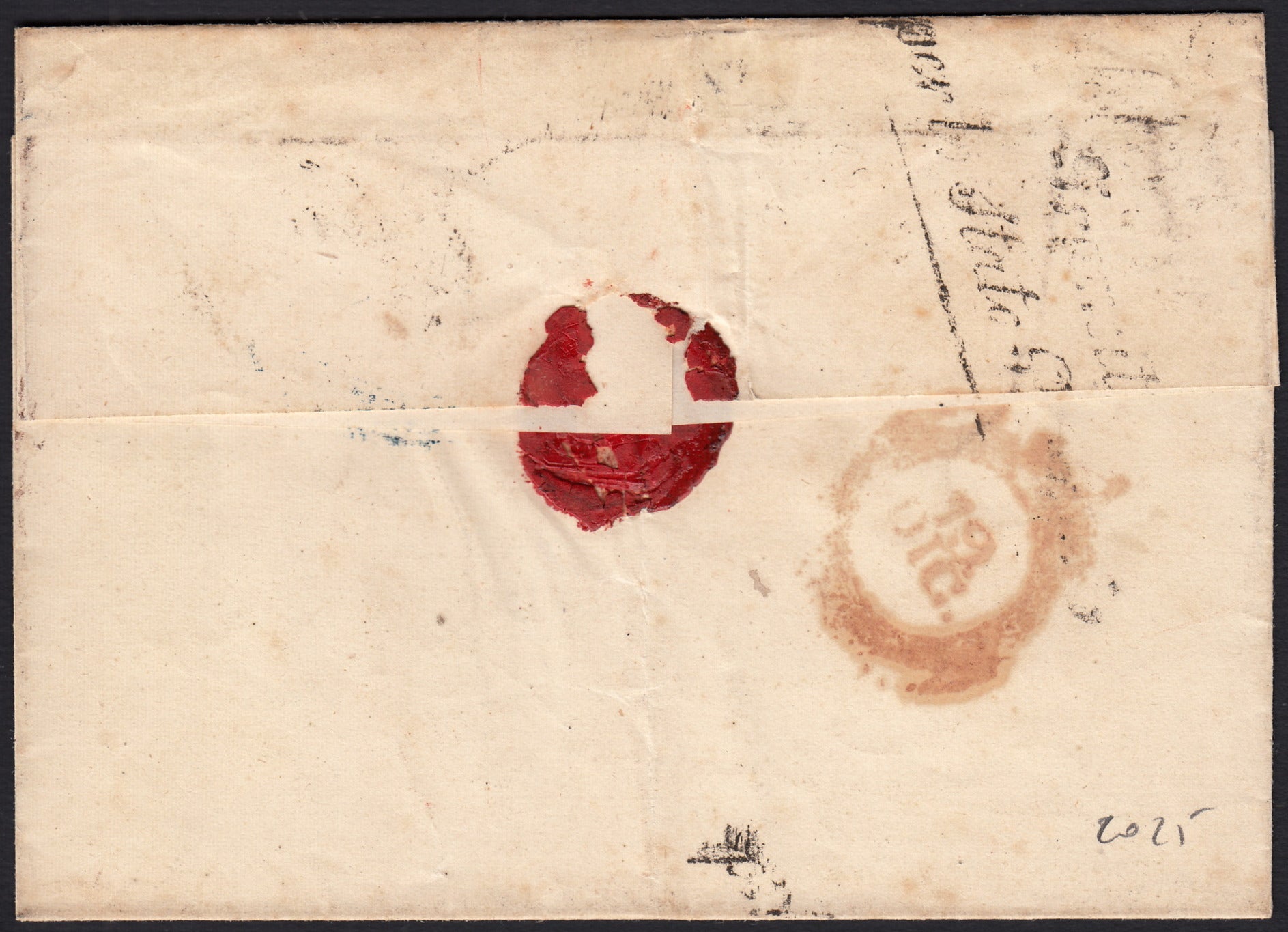 PPP449 - 1851 Leone di Marzocco, 2 light blue crazie on gray paper and crown watermark, used (5d)