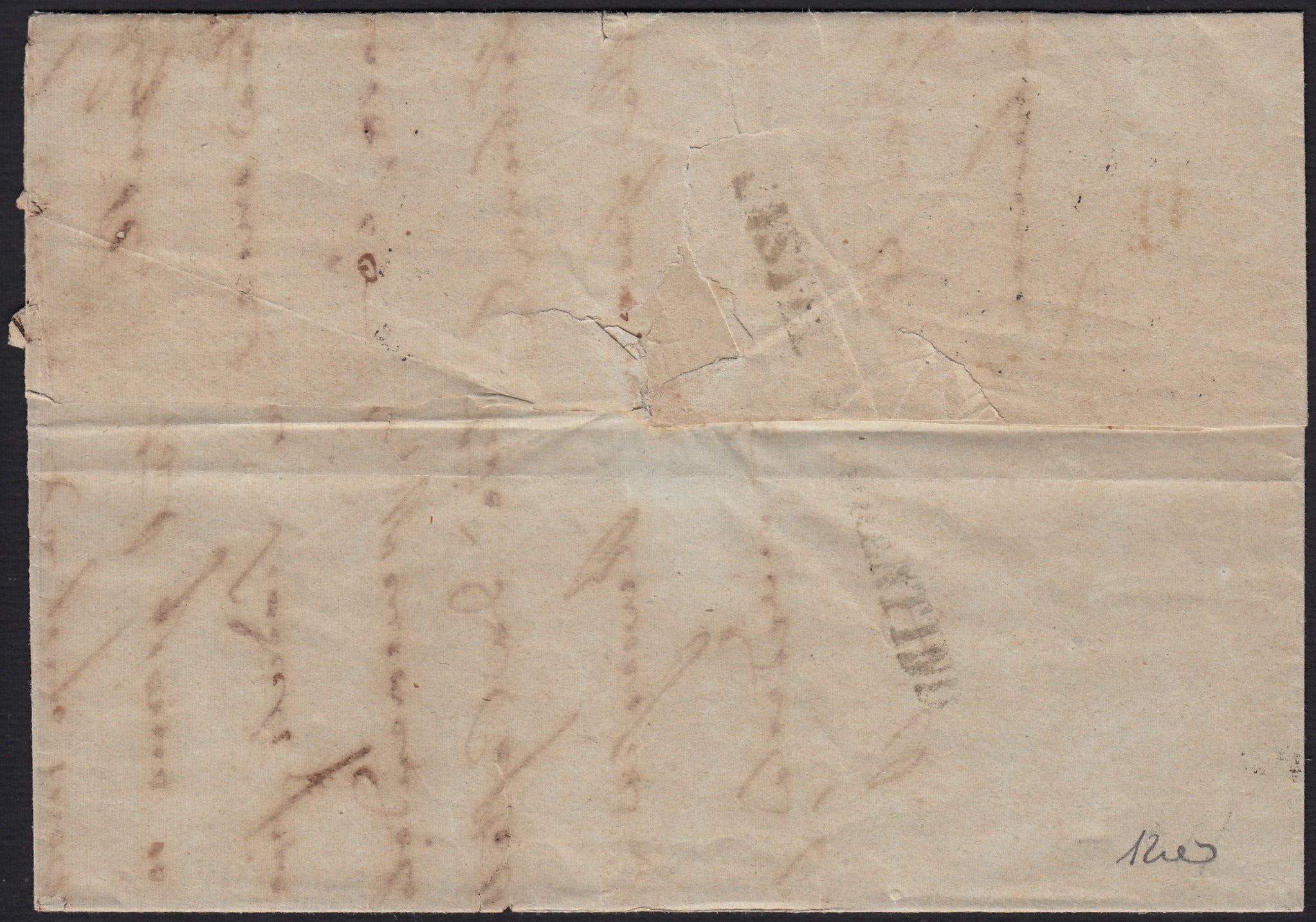 PPP449 - 1851 Leone di Marzocco, 2 light blue crazie on gray paper and crown watermark, used (5d)