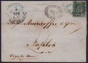 PPP449 - 1851 Leone di Marzocco, 2 light blue crazie on gray paper and crown watermark, used (5d)