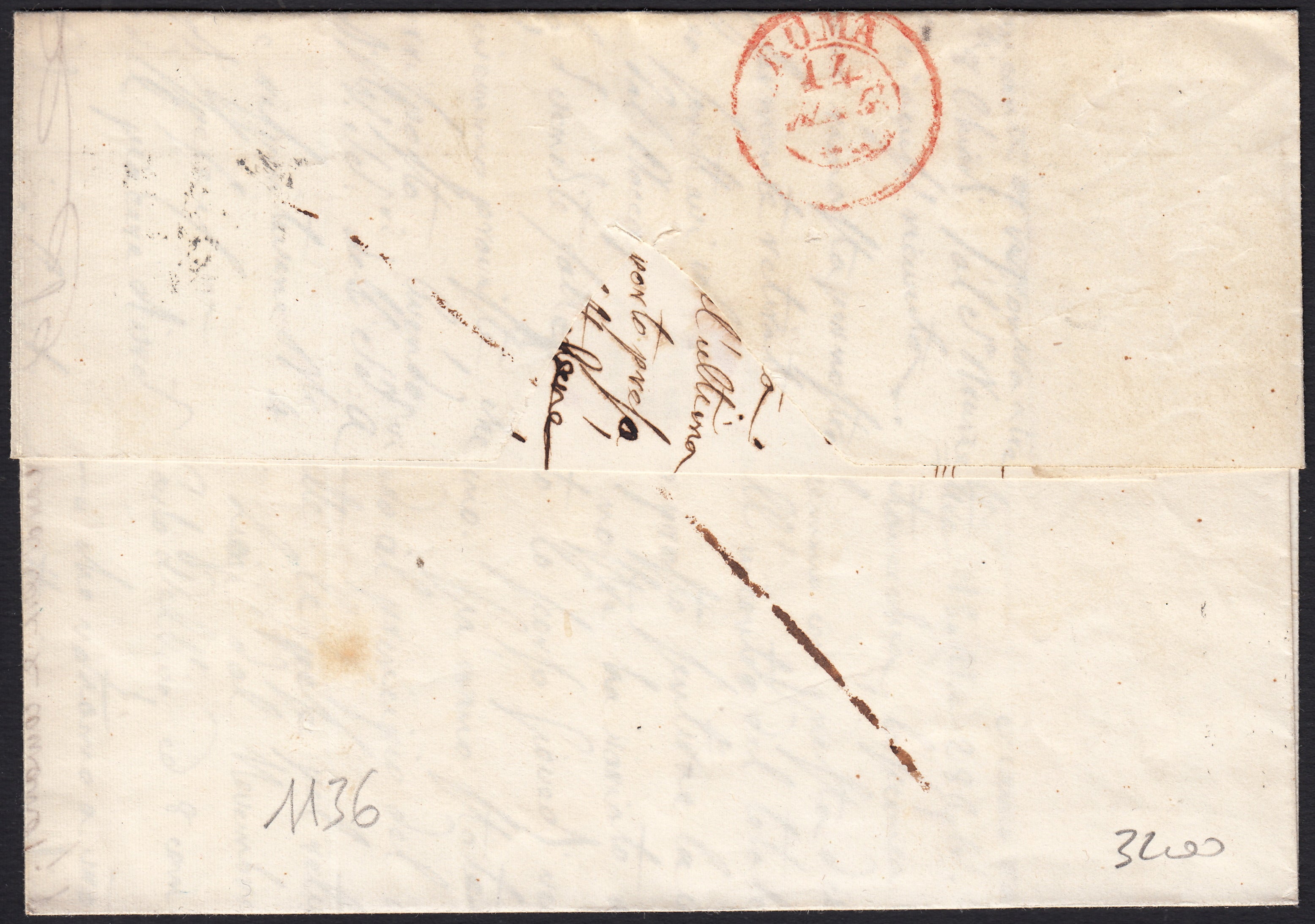 PPP449 - 1851 Leone di Marzocco, 2 light blue crazie on gray paper and crown watermark, used (5d)