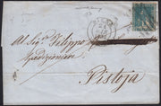 PPP449 - 1851 Leone di Marzocco, 2 light blue crazie on gray paper and crown watermark, used (5d)