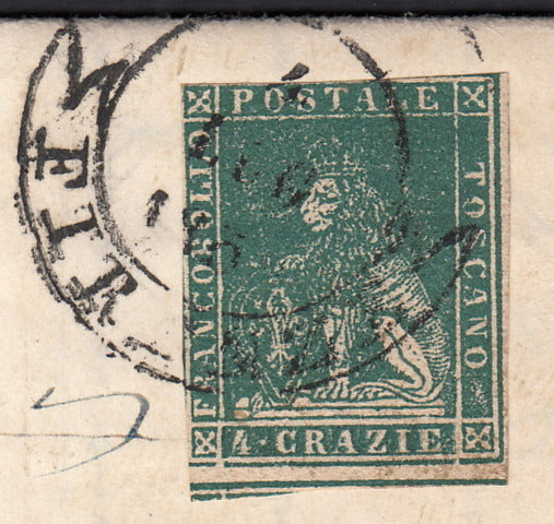 BO257_2 - 1859 - Lettera spedita da Firenze per Jesi 4/7/59 affrancata con cr.4 verde, periodo di Governo Provvisorio (14)