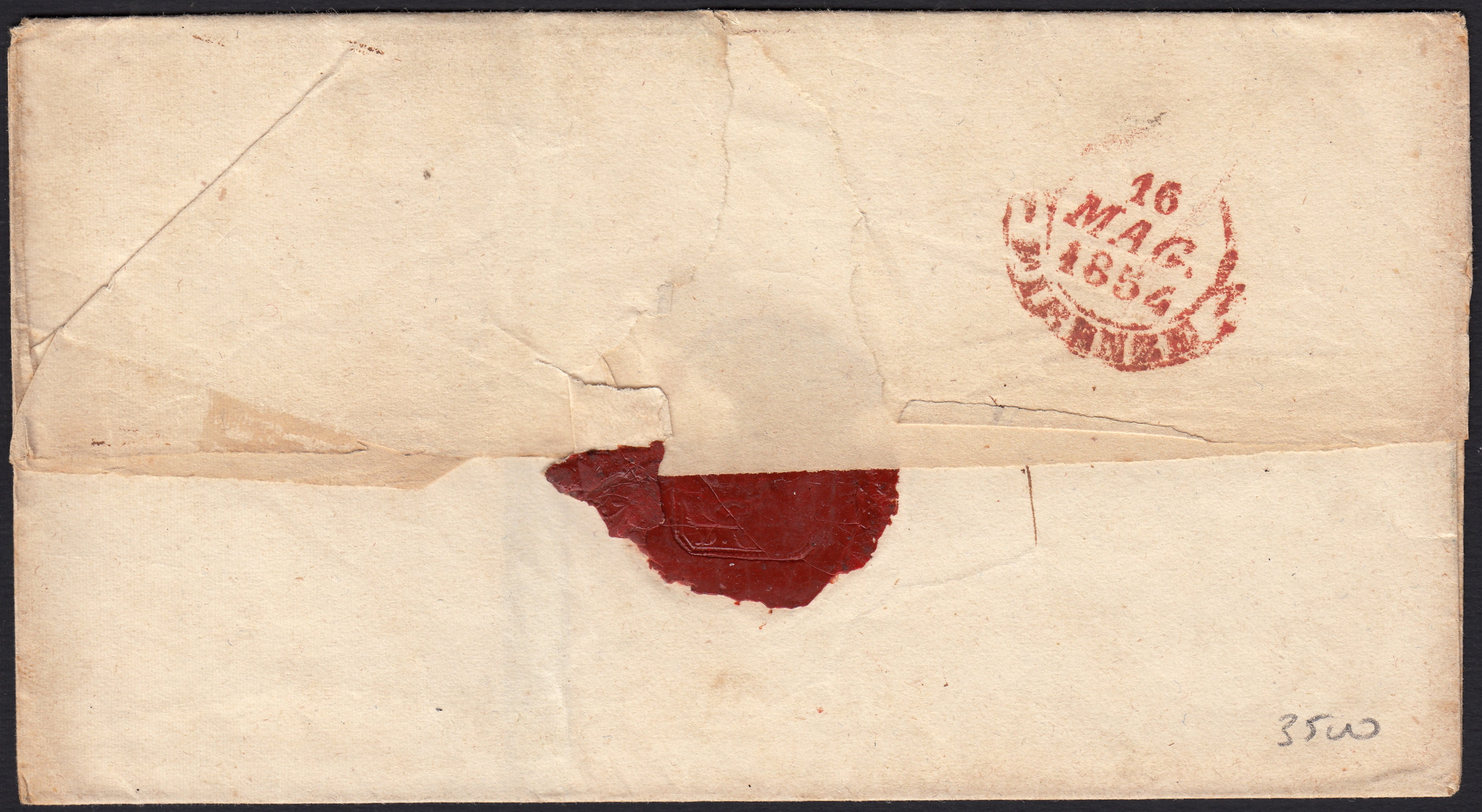 PPP449 - 1851 Leone di Marzocco, 2 light blue crazie on gray paper and crown watermark, used (5d)