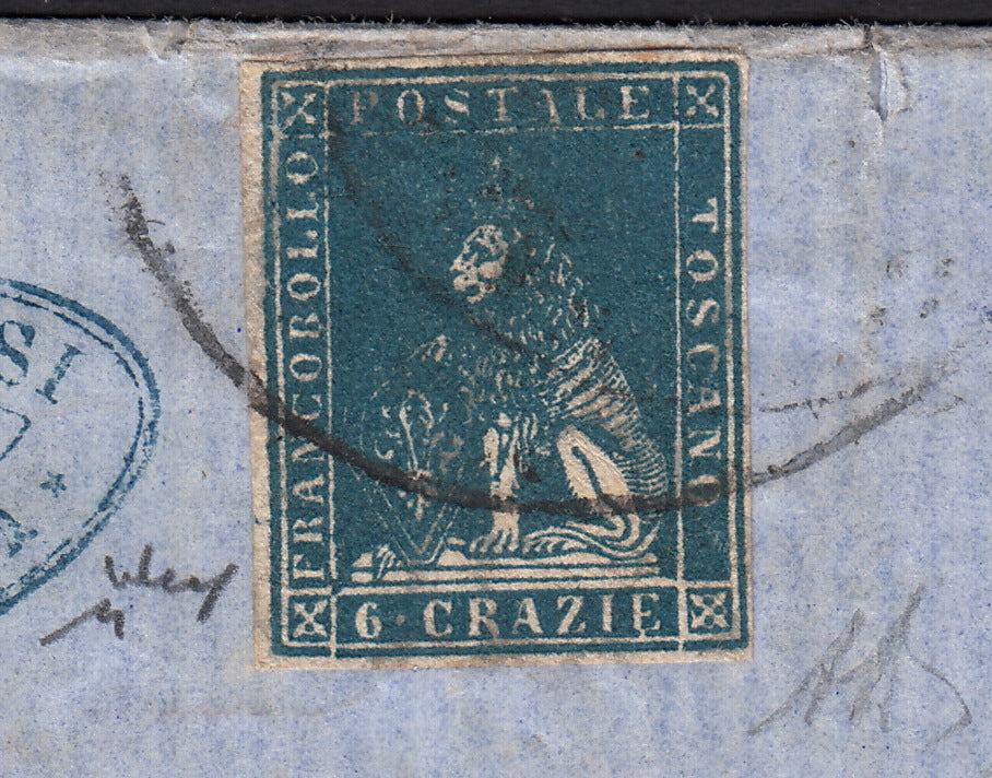 BO257_31 - 1858 - Lettera spedita da Marciana Marina x Napoli 28/9/58 affrancata con 6 crazie azzurro II emisione (15)