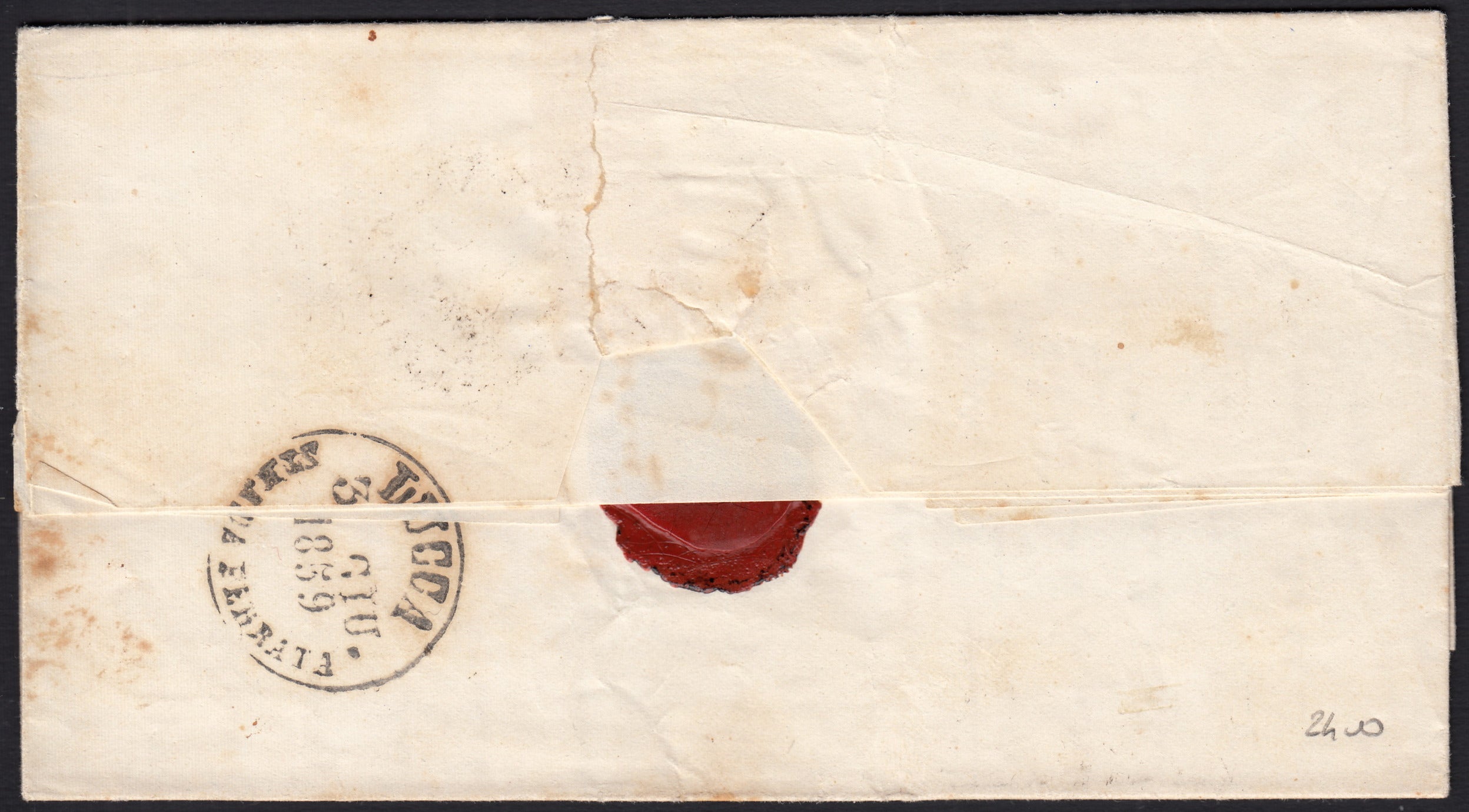 BO257_3 - 1859 - Lettera spedita da Seravezza per Lucca 2/6/59 affrancata con cr.2 azzurro, periodo di Governo Provvisorio (13)