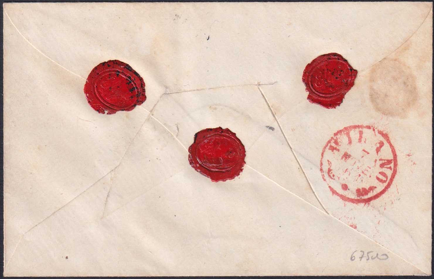 BA257_41 - 1861 - Lettera speita da Firenze per Milano 5/11/61 affrancata con Sardegna c.5 verde oliva + G.P. Toscana c. 40 carminio scuro (13Bc + 21c)