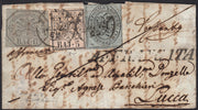 BO258_9 - 1852 - Lettera da Ferrara per Lucca affrancata con 1/2 baj + 5 baj + 6 baj (1 + 6 + 7c)