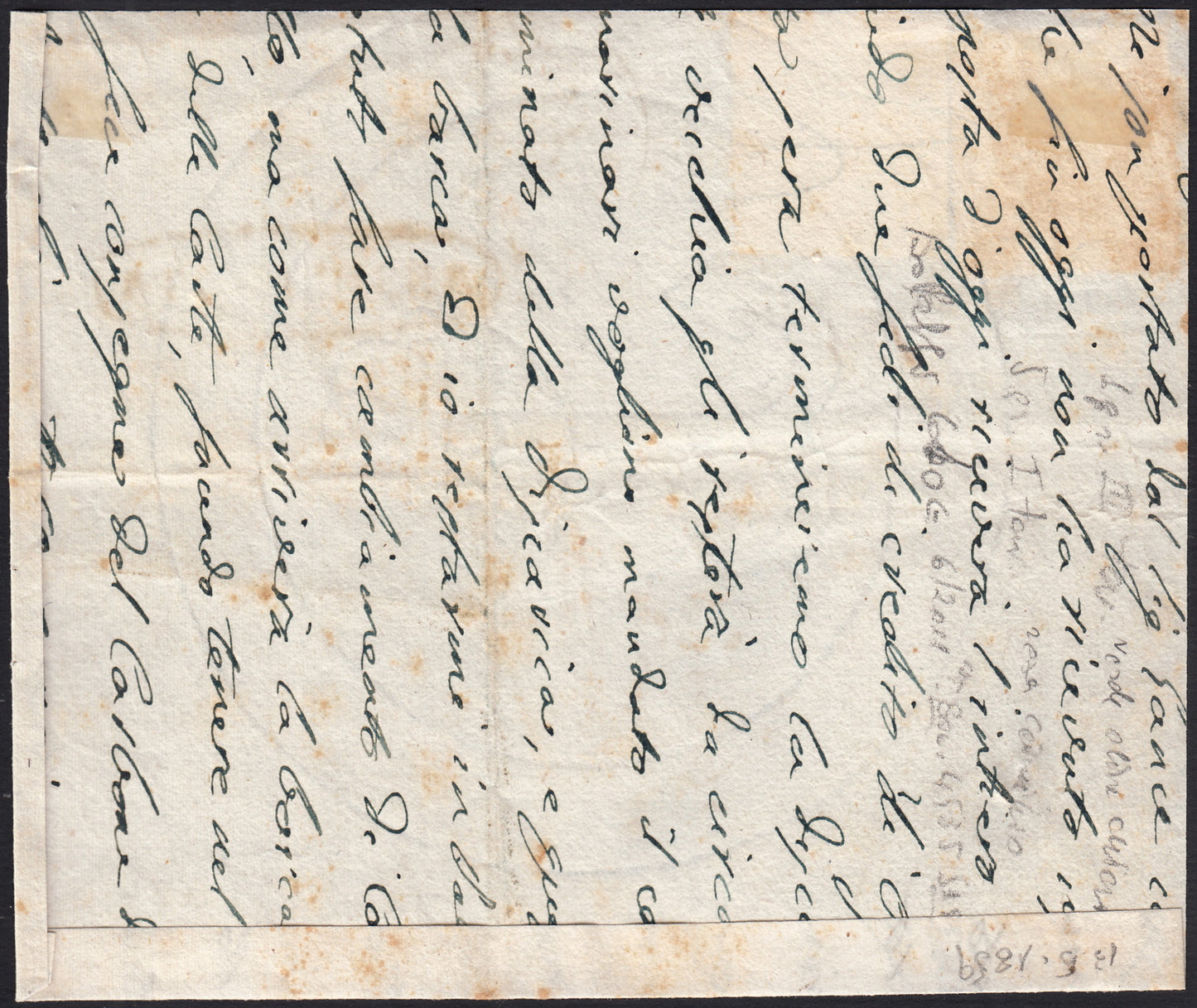 BO25_101 - 1859 - Frontespizio di lettera assicurata spedita da Palermo per S. Agata 13/12/59 affrancata con gr. 1 verde grigio olivastro II tavola + gr. 5 rosa carminio I tavola (4+9)