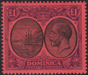 BO25_124 - Colonie Inglesi, DOMINICA, Giorgio V 1 sterlina rosso e nero nuovo con gomma originale (SG91)