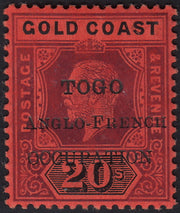 BO25_138 - Colonie Inglesi, TOGO, 1916 - Giorgio V - 20 sh. rosso e nero nuovo con gomma originale (SG n.46)