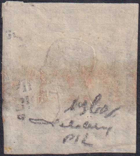 13_1 - 1861 - Effigie di Vittorio Emanuele II volta a destra, Province Napoletane, 1 grano grigio brunastro usato con lineare rosso DA SICILIA (19ba, punti 12)