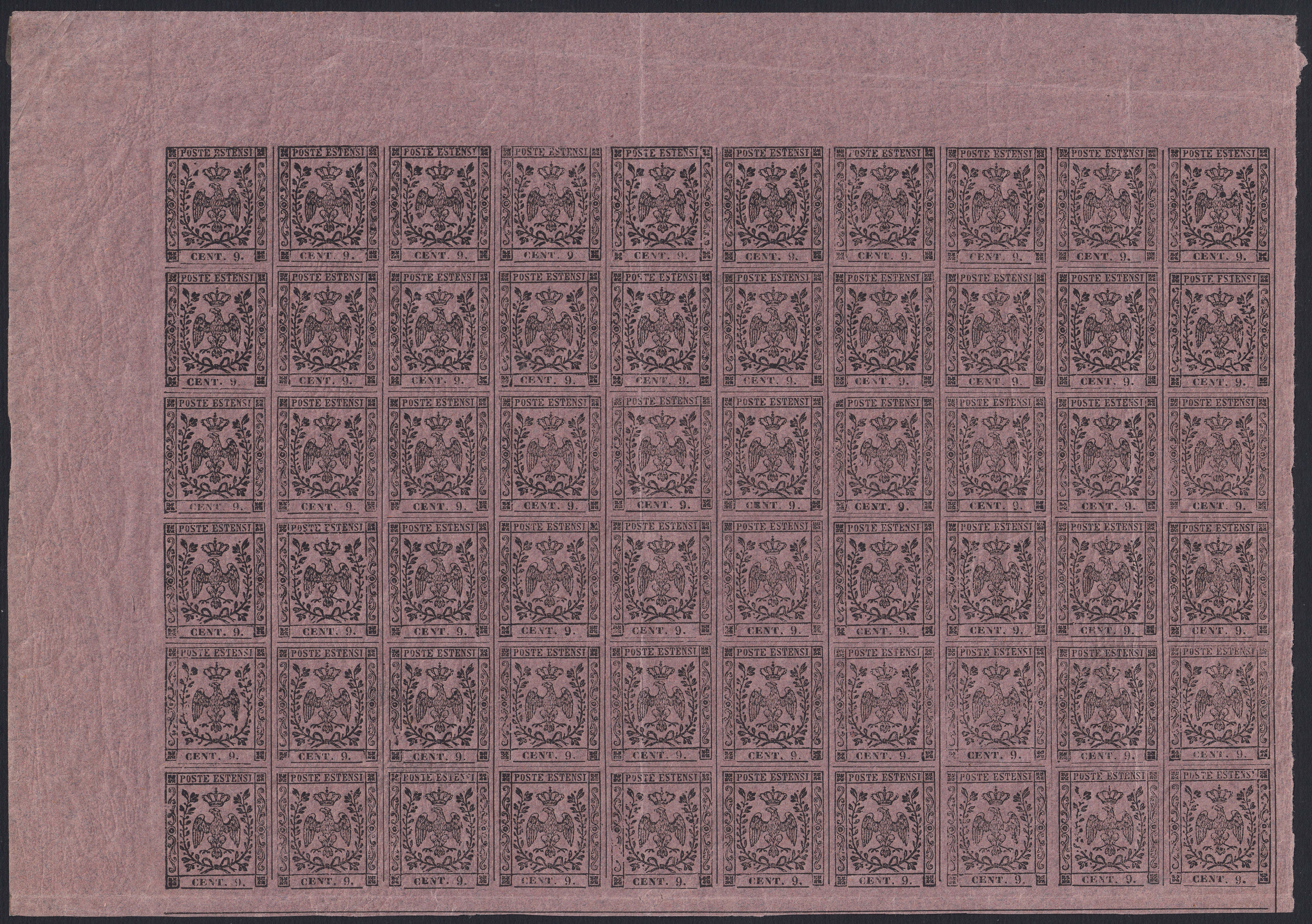 1852 - Duchy of Modena issue with dot after the figure, c. 10 new pink rubber intact (9)