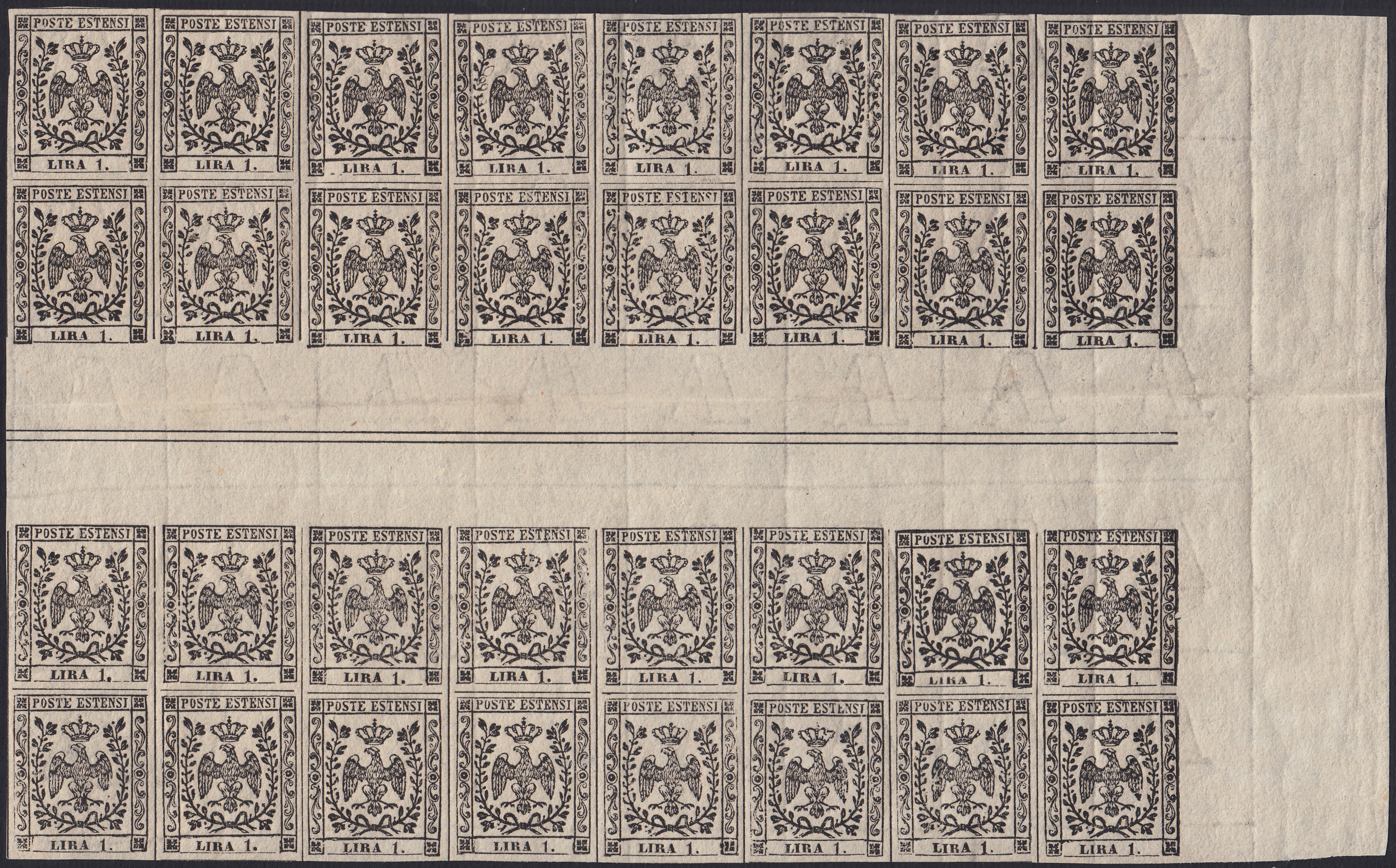 1852 - Duchy of Modena issue with dot after the figure, c. 10 new pink rubber intact (9)