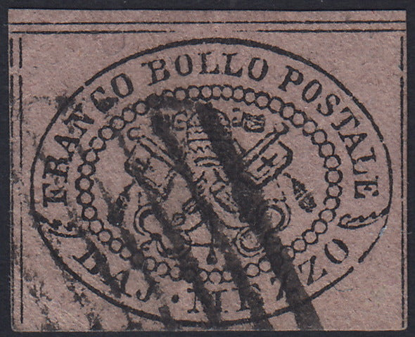 BO25_148 - Stato Pontificio I emissione 1/2 baj violetto grigiastro usato (1A)