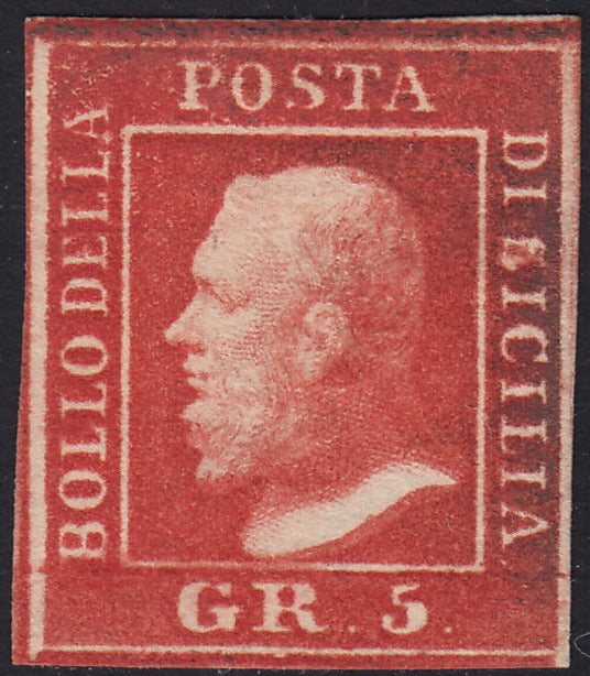 1859 - 10 grain indigo black paper from Naples new with original gum (12a) 