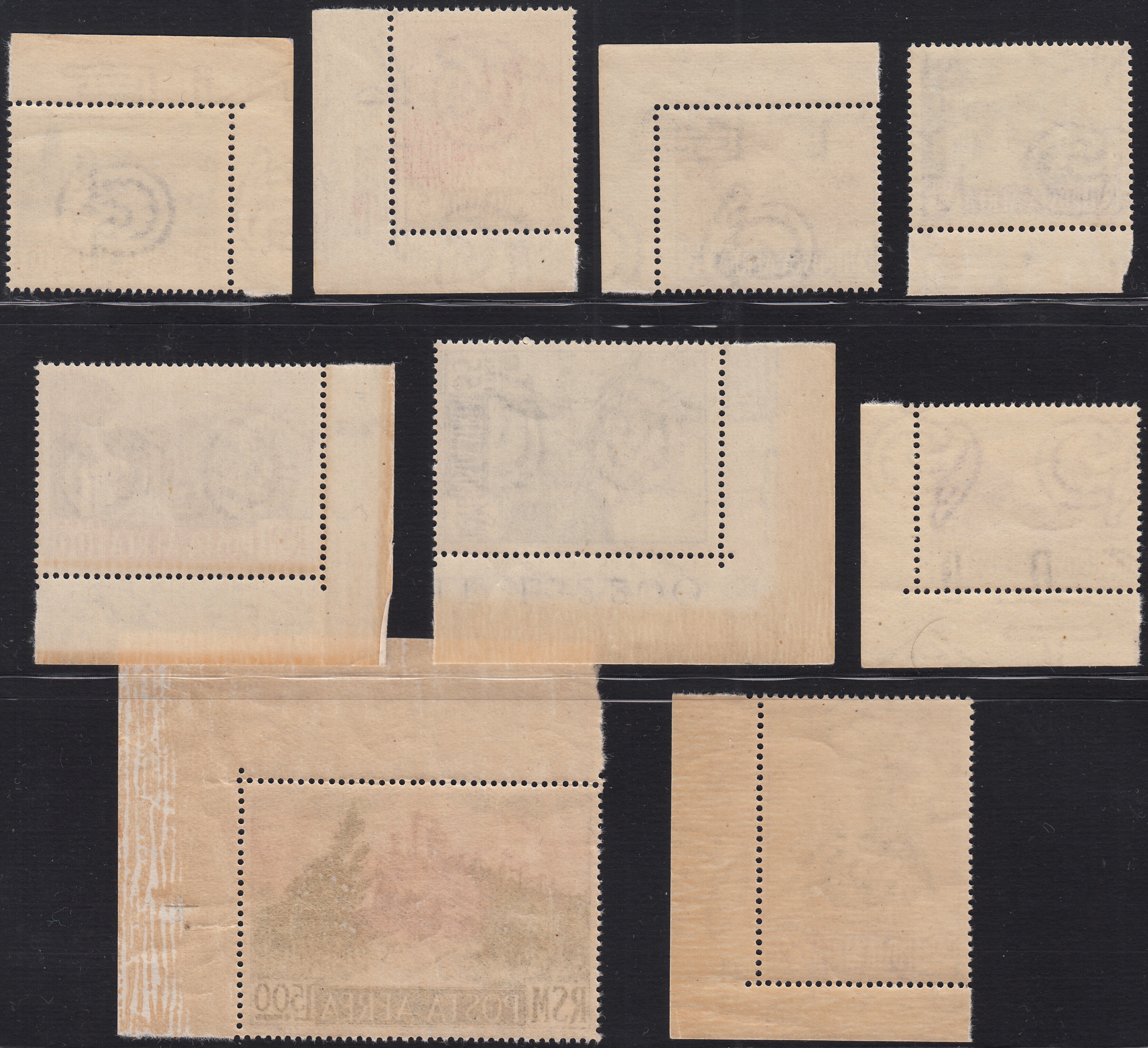 SM44 - 1947 - Centennial of the First United States Postage Stamp, 3L. gray red and blue complete sheet of 40 copies with the first row on the right with additional perforation, new intact (331, 331ec)