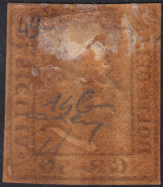 1859 - 10 grain indigo black paper from Naples new with original gum (12a) 