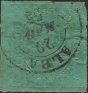 BO26_400 - 1853 - Sardegna II emissione c. 5 verde usato ad ALBA (4)