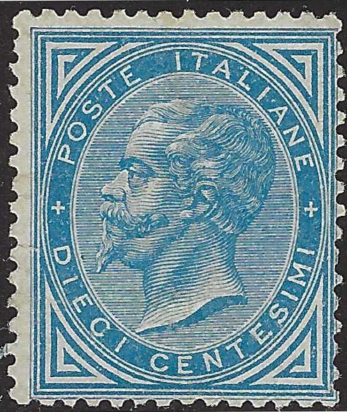 BO26_402 - 1877 - Regno d'Italia, c. 10 azzurro tipo DLR (colore differente) nuovo senza gomma (27)