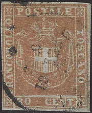 BO26_406 - 1860 - Governo Provvisorio di Toscana, c. 80 carnicino usato, grandi margini (22)