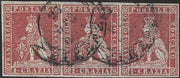 BO26_407 - 1857 - Granducato di Toscana, 1 crazia carminio chiaro II emissione striscia di 3 esemplari usata, grandi margini! (12)