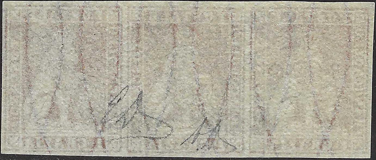 BO26_407 - 1857 - Granducato di Toscana, 1 crazia carminio chiaro II emissione striscia di 3 esemplari usata, grandi margini! (12)