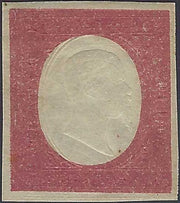 BO26_410 - 1854 - Regno di Sardegna III emissione non emessi, c. 40 rosso mattone doppia impronta a secco nuovo con gomma (12b)