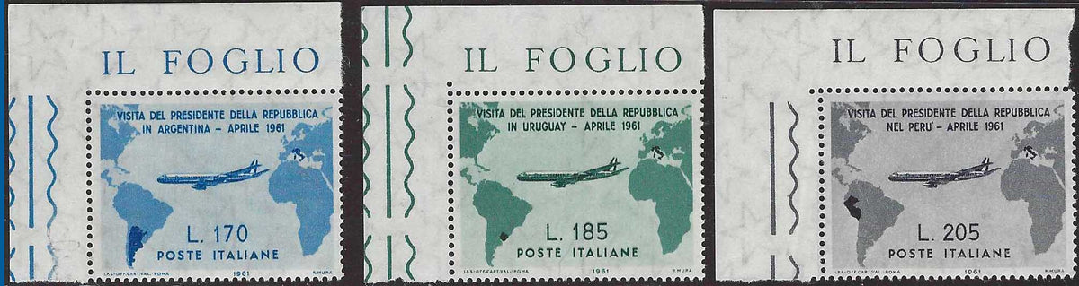 REP202 - 1961 - Visit of President Gronchi, 205 L. lilac rose, unused with gum intact (921)