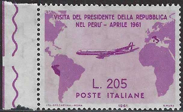 REP202 - 1961 - Besuch von Präsident Gronchi, 205 L. Lila-Rosa, neu, Gummi intakt (921)