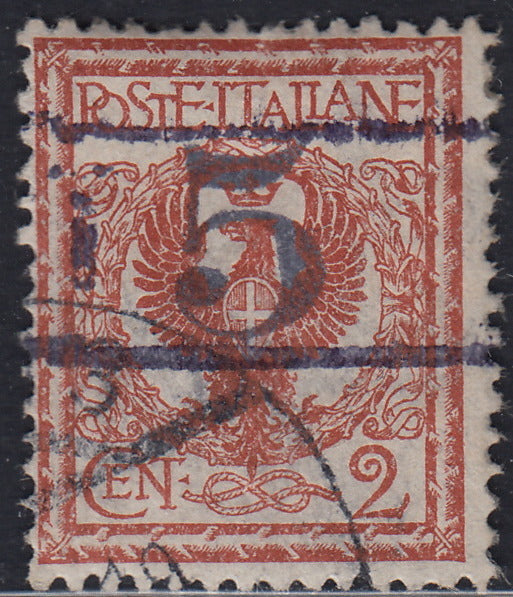 BZ32 - 1918/19 - Trentino Alto Adige, ufficio di Bolzano 3, FLoreale 2c. rosso bruno sopastampato "T 5" tra due righe orizzontali usato (BZ3/10)