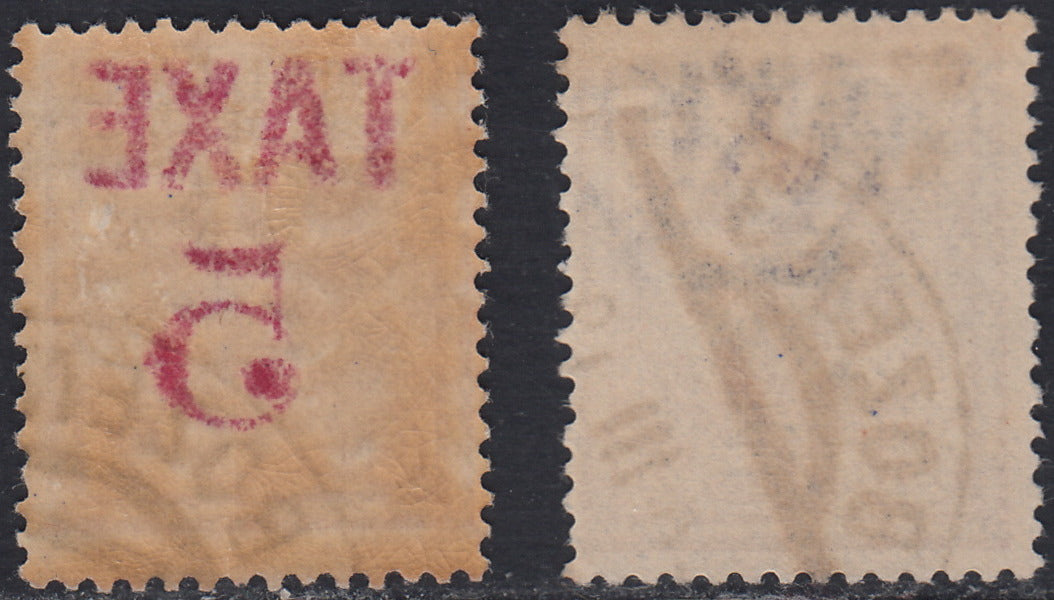 BZ37 - 1918/19 - Trentino Alto Adige, ufficio di Bolzano 3, TAXE 5 su 2c. bruno rosso in nero e in rosso usati (BZ3/75-76)