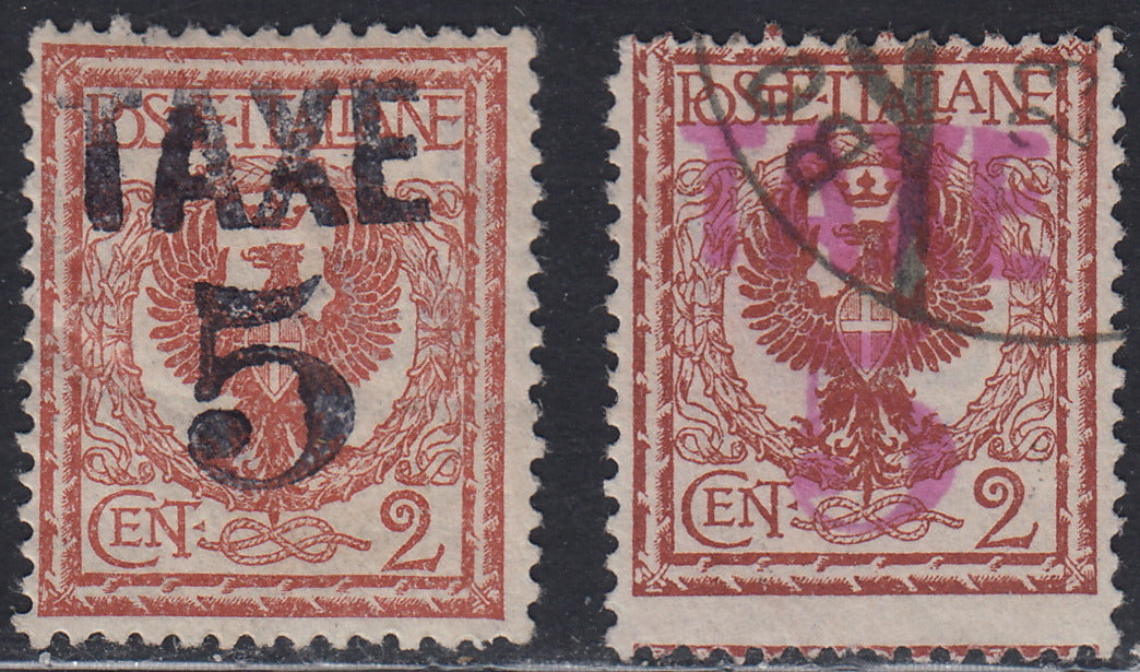 BZ38 - 1918/19 - Trentino Alto Adige, ufficio di Bolzano 3, TAXE 5 su 2c. bruno rosso in nero nuovo e in rosa usato (BZ3/75-76)