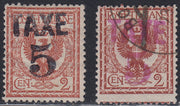 BZ38 - 1918/19 - Trentino Alto Adige, ufficio di Bolzano 3, TAXE 5 su 2c. bruno rosso in nero nuovo e in rosa usato (BZ3/75-76)