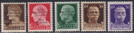 Basea-2 - 1943 - Stamps of Italy with overprint Atlantic Base of the II type series of five stamps new intact rubber (6, 8/11)