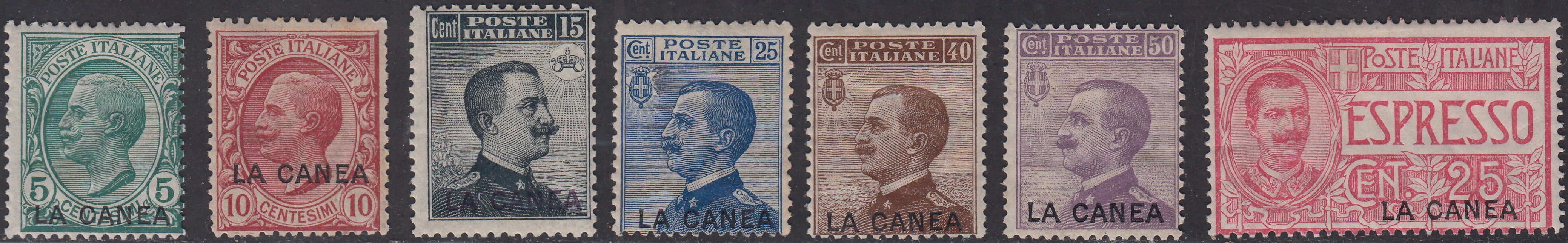 CAN3 - 1900/12 - Uffici Postali all'Estero, La Canea, insieme di esemplari del periodo nuove con gomma originale (14/19, E1).