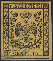 1852 - Edición del Ducado de Módena con un punto después de la figura, c. 10 gomas rosas nuevas intactas (9)