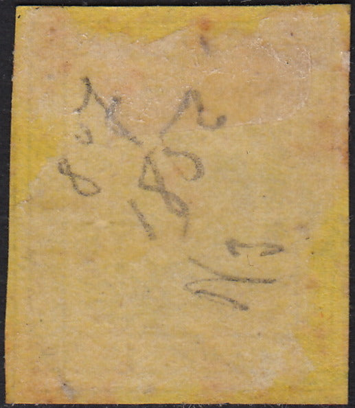 CG112 - 1852 - Aquila estense, emissione senza punto dopo la cifra, c.15 giallo usato (3)